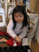 Sonia putting in the seeds